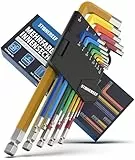 Innensechskantschlüssel Set 13tlg. [inkl. Kugelkopf] - 1,27-10mm Sechskant Multicolour Satz, Sechskantschlüssel Set für Handwerker, Winkelschlüsselsatz