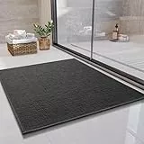 SIXHOME 60 * 60cm Dunkelgrau Badteppich super saugfähige Badteppich rutschfest waschbar Badezimmerteppich Badematten mit Gummirückseite für Dusche Badezimmer Badewanne