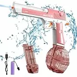 Maxee Elektrische Wasserpistole, Pistols 25-32 ft mit Großer Reichweite, EIN-Knopf-Automatik Spritzpistolen Wasser Spielzeug Pistolen für Kinder Erwachsene Schwimmbad Party Strand im Freien Rosa