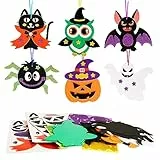 DKINY 12 Halloween Bastelsets Kinder DIY Fledermaus Kürbis Spinne Katzen Eule Geist Mix&Match Kreativsets und Bastelbedarf zum Basteln Kreative Kunsthandwerk mit Moosgummi Anhänger für Jungen Mädchen