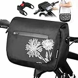 GXCROR Lenkertasche Fahrrad 5L mit Adapter, Handyhalterung, Trageschultergurt, Blitzschnell Abnehmbar, Wasserabweisende fahrradtasche Lenker, Für Stadtpendler, Reisen