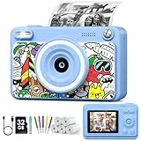GREENKINDER Sofortbildkamera Kinder, 2.4 Zoll Bildschirm Kinderkamera Sofortbildkamera mit 32GB Karte & 5 Rollen Druckpapier,1080P Kamera Kinder Sofortdruck, Geschenk für 3-12 Jungen und Mädchen