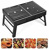 AGM Holzkohlegrill Picknickgrill Edelstahl Kleiner Grill Portable Campinggrill Abnehmbare BBQ Grills für Outdoor Garten Party usw. (52 x 29.5 x 22.2 cm)