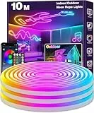 LETIANPAI 10M Neon LED Strip, Flexible LED Strips, Control with App/Remote, Multiple Modes, Waterproof, Music Sync Gaming Strip Lights for Bedroom Indoor, IP65 Outdoor RGB Neon Lights