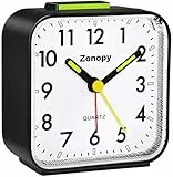 Zonopy Wecker, Analog Wecker Ohne Ticken mit Night Licht, Batteriebetrieben, lauter Alarm, Schlummerfunktion, Geräuschloser Betrieb, Leuchtendes Display, Tragbares Design für Tiefschläfer
