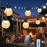 Bigzom Solar Lichterkette Außen Mit 20 Glühbirnen,10M 100 LED Solar Lichterkette Outdoor Wetterfest Warmweiß für Garten Terrasse Camping Hochzeit