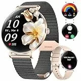 ESFOE Damen Smartwatch Ultradünn,1.43' Sphärischem AMOLED Smart Watch mit Bluetooth Anrufe,Uhr Damen Herren mit 120+ Sportmodi Pulsuhr Schlafmonitor Schrittzähler,Armbanduhr für iOS Android