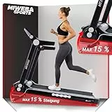 Miweba Sports elektrisches Laufband HT3000 - Incline bis 15% - Große Lauffläche - 3,5 PS - 16 km/h - 12 Laufprogramme - Tablet Halterung - Klappbar (Schwarz/Weiß)