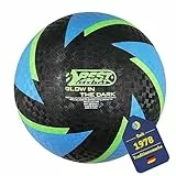 BEST SPORTING Barfuß Fußball Glow in the Dark I Leichter Ball Größe 5 I schwarz-Blauer Sportball I leuchtender Kickball I Kinder Spielball aus PVC I Strandball für Drinnen & Draußen