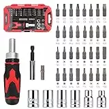 Amazon Basics Magnetisches Ratschen-Schraubendreher-Set, 41-teilig, Silberfarben