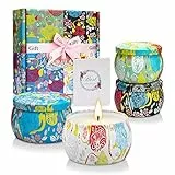 YMing Duftkerzen Geschenke für Frauen, 4 * 125 g Geschenkset Aromatherapy Natürliches Sojawachs Düft Kerze Set 120 Std Langer Brenndauer für Damen Geburtstag, Weihnachten, Muttertag
