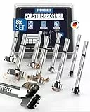 Forstnerbohrer-Set 8-teilig [12–40 mm inkl. Aufbewahrungsbox] – Topfbohrer Holz, Präzisionsbohrer Flachkopf, Bohraufsatz Scharnierbohrer, Holzbohrer flach, Scharnierlochbohrer, Möbelbau-Bohrer
