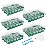 MIXC Mini Gewächshaus 5 Stück 200 Zellen Anzuchtkasten Zimmergewächshaus Anzuchtset Pflanzen Anzucht Gewächshaus Setzling Starter Tabletts Treibhaus Anzuchtschale mit Deckel Gewächshaus