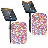 FIFlying Solar Lichterkette Aussen, 2x16M 160 LED Solarlichterkette Außen Wetterfest 8 Modi IP65 Wasserdicht Solar Lichterkette Outdoor für Balcony Garten Zaun Camping Hof Party Hochzeit