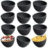 Hausfelder Müslischalen 12er Set, schwarze Schalen aus bruchsicherem Kunststoff, Suppenschalen, Dessertschalen und Bowls für Snacks & Chips, matt Anthrazit 750 ml