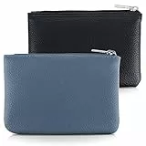 simarro 2 Stück Kleines Portemonnaie Damen, Leder Mini Geldbörse Klein Portemonnaie Coin Purse Münzgeldbörse Münzbeutel Schlüsseletui Woman Wallet Mini Geldbeutel für Damen (Schwarz Blau)
