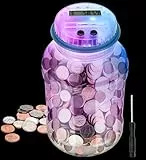 MOMMED Spardose mit Zähler für Kinder und Erwachsene, mit siebenfarbiger automatischer LCD-Anzeige, Sparbüchse mit Zähler für Münzen, 1,8L Spardose unterstützt Euro-Münzen