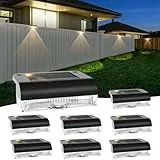 AGOTD Solar Wandleuchte Außen, Solar Zaunleuchten für Außen Solarlampen für Außen IP65, Dekorative Gartenleuchte Warmweiß, Außenwandleuchte LED, Solarleuchte Deko Balkon Terrasse 8 Stück
