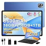 MEBERRY 2026 Neueste Tablet Android Gemini AI Tablet 2K Bildschirm 16GB RAM + 256GB ROM + TF 2TB Octa-Core / 2000 x 1200 Pixels / 8600 mAh / 5MP + 13MP / 5G WLAN/Bluetooth 5.0, mit Maus Tastatur Blau