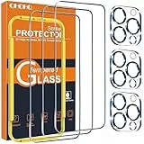 QHOHQ 3 Stück Panzer Schutz Glas für iPhone 15 Pro mit 3 Stück Kameraschutz, 9H Härte Schutzfolie, Ultra-Klar Displayschutzfolie, Anti-Kratzer, Bläschenfrei