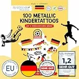 Papierdrachen 100 Metallic Tattoos - Designs für Deutschland-Fans - vegan & geprüft - Ideal für Fußball-Sommer 2026 - Glitzer Tattoos - Für Kinder & Erwachsene