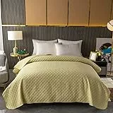 Mixibaby Bettüberwurf Tagesdecke Bettdecke Decke Steppdecke Prägemuster Überwurfdecke leicht, Größe:220 cm x 240 cm, Farbe Bettdecke:Beige D-4