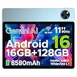 DOOGEE U11 Android 16 Tablet 11 Zoll Gemini AI 16GB RAM +128GB ROM (2TB TF), 8580mAh Gaming Tablet Unisoc T7200 Octa-Core, Widevine L1+13MP+5MP Tablets PC, 2.4G+5G WLAN GMS/3.5mm Audio/OTG/GPS/Face ID