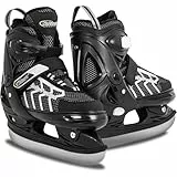 Nattork verstellbare Kinder Eisrutsche für Jungen Mädchen Erwachsene, weiche Polsterung und verstärkte Knöchelstütze Eishockey-Skates(Gray, L)