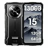 DOOGEE Fire 5 Android 15 Outdoor Handy Ohne Vertrag 2025, 13000mAh 10W, 6.6''HD+90Hz,12GB+64GB/2TB 4G Outdoor Smartphone, 13MP+8MP AI Kamera Baustellenhandy,IP68/NFC/OTG/3 Slot (Schwarz)