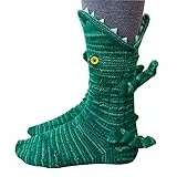 FGFD&OU Lustige Socken Herren Damen Bunte Stricksocken Winter Dicke Warme Socken Unisex Kuschel Thermosocken Grobstrick Weihnachtssocken Weihnachtsgeschenke für Männer und Frauen (Krokodil, 34-39)