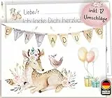 Olgs 12x Einladungskarten für Mädchen zum Kindergeburtstag, Boho Reh, Geburtstagseinladungen, Einladung zur Geburtstagsfeier zum ausfüllen + Umschläge, Kinderparty, Babyparty