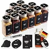Deco haus® Gewürzgläser eckig luftdicht 12er Set [inkl. Etiketten & Streueinsatz] - Gewürzdosen Set Glas - Gewürzbehälter Spice Jars - Gewürze Aufbewahrung - Behälter für Gewürze - Gewürzaufbewahrung
