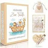 TUZELIYA Geschenke zur Taufe Junge Mädchen mit LED Lichterkette, Holzkarte Reagenzglas Jutesäckchen - Taufgeschenk Geldgeschenk Geschenkideen Alles Liebe zur Taufe Geld Gutschein Verpackung