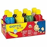 GIOTTO be-bè F532000: Temperafarben-Set für Kinder - 250 ml - mit 8 Farben - direkt malfertig - inklusive Dosierer in der Kappe - abwaschbar, farbig sortiert