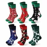 Moonlight Manor 6 Paare Weihnachtssocken für Frauen, Weihnachtsstrick Crew Socken Urlaub Warme weiche Winter Geschenk Weihnachtsmann Neuheit Socken 37-46