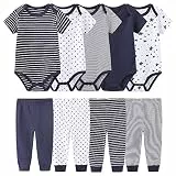 Chamie Baby Bodys Kurzarm Hose Bekleidungsset für Neugeborene Jungen und Mädchen Baumwolle Marineblau 3-6 Monate