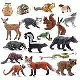 SIENON 18 Stück Waldtiere Figuren Spielzeug, Baby , Miniatur-Tier-Spielzeug Eule, Igel, Fuchs, Eichhörnchen, Bären, Affen für Wald-Themen-Kuchenaufsätze, Kuchen Topper Cupcake Toppers