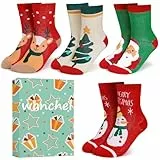 wanchel 4 Paar Merino Wolle Weihnachten Kinder Socken - Verdickte Winter Warme für Kinder, Mehrfarbig,