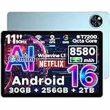 DOOGEE U11 Pro Android 16 Tablet 11 Zoll, 30GB RAM+256GB ROM (2TB TF) Gemini AI, 8580mAh, 90Hz Display, Unisoc T7200 Octa Core Tablet PC, 13MP+5MP, WiFi 5/Widevine L1/ GPS/Face ID/OTG [2025]