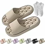 Baumme Ergonomische, Ultraweiche, Schnelltrocknende Hausschuhe, Dicke Sohle Komfort Rutschfester Atmungsaktive Sohle (Khaki,38)