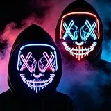 WUJUN Glühende Halloween Maske Lustige Grimasse Cosplay Party Karneval LED Beleuchtung Halloween Masken Draht Licht Dekoration (Kombination A)