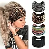 Stirnband Damen Breite Elastische Weiche Boho Haarbänder Leopard Print Haarschmuck Yoga Sport Haarband Mehrfarbig Haarreifen Damen(A)