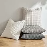 MIULEE Kissenbezug 40x40 4er Set Graue Serie Kissenbezüge Dekorative Kordsamt Sofakissen Dekokissen Kopfkissenbezug Couchkissen Deko Bezug für Sofa Couch Wohnzimmer Schlafzimmer Büro