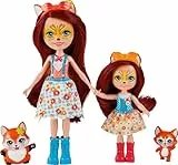 Enchantimals HCF81 - Felicity Fox und kleine Schwester (ca. 15 cm und ca. 10 cm) und 2 Tierfiguren, abnehmbarer Rock und Zubehörteile, tolles Spielzeug Geschenk für Kinder ab 3 Jahren