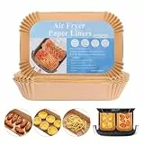 FEHCBIO Backpapier für Heißluftfritteuse Ninja Dual, 100 Stück 22x14 cm, BPA Free,Doppelkammer Pergamentpapier Liner,Kompatibel mit Ninja AF300EU AF400EU SL400EU AF500EU Andere Heißluftfritteuse