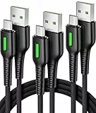 INIU Micro-USB-Kabel, 2 Stück, 3,1 A, Schnellladekabel QC 3.0, Nylon, geflochtenes Handy-Ladekabel mit Organisationsgurt für Android PS4, Samsung Galaxy S7, S6, S5, J7, J5 Note, LG, Nexus, Nokia, HTC