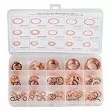 150 Stück Unterlegscheiben, Kupfer Flach Dichtungsringe Set, Kupferdichtringe Sortiment Für Schrauben(M5 M6 M8 M10 M12 M14 M16 M18 M20 M22