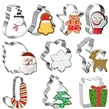 Ausstechformen Weihnachten Set, 10 Stück Ausstecher Weihnachten aus Edelstahl Keksausstecher Linzer Ausstecher für Plätzchen Fondant Marmeladenplätzchen