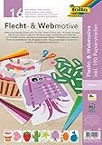folia 70252 - Flecht- & Webmotive Set, DIN A4, 16 Blatt mit 8 Motiven, inklusive 190 Papierstreifen, kreative Beschäftigung für Kinder