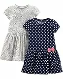 Simple Joys by Carter's Kurzärmliges und ärmelloses Kleid-Set, für Babys und Kleinkinder, Mädchen, 2 Stück ,Navy Dot/Gray Kitty ,US 5T (EU 110–116)